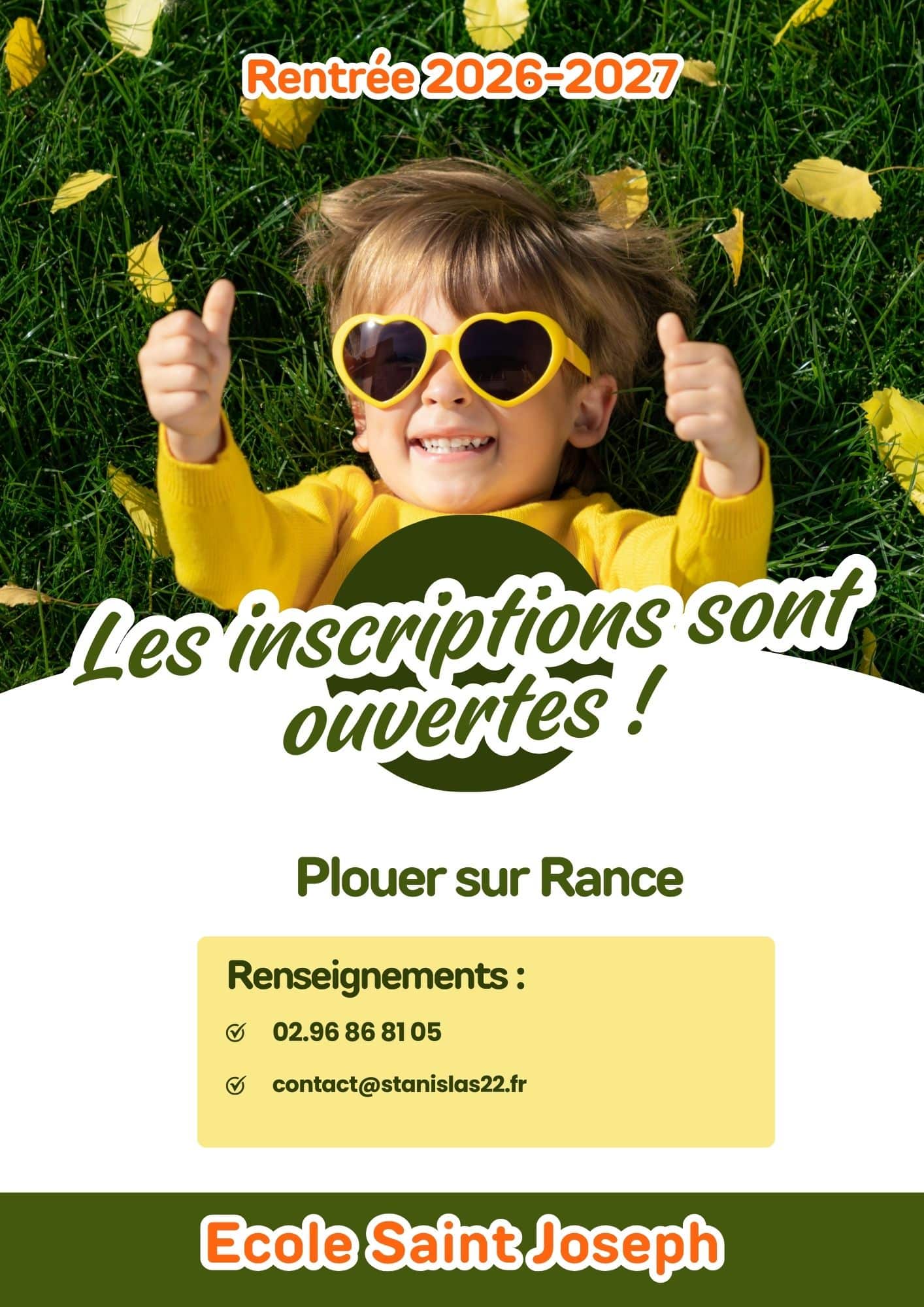 Affiche_Annonce_Inscriptions_Rentrée_Périscolaire_Simple_Moderne_Vert_Jaune_Orange